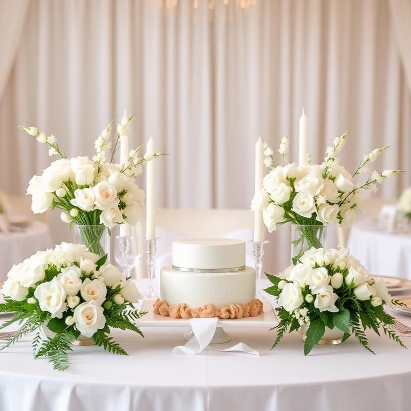 Allestimento elegante per battesimo con fiori bianchi