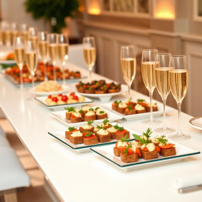 Buffet con finger food e prosecco per eventi
