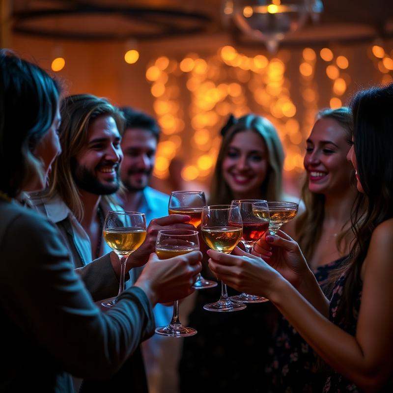Brindisi con cocktail tra amici a una festa privata