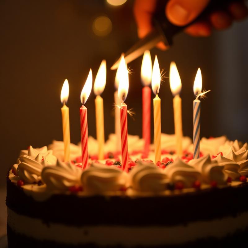 Torta di compleanno con candeline accese